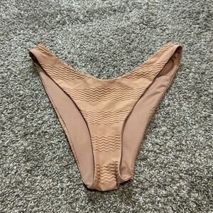 Aerie High Cut Bikini Bottoms Tan Cheeky Large